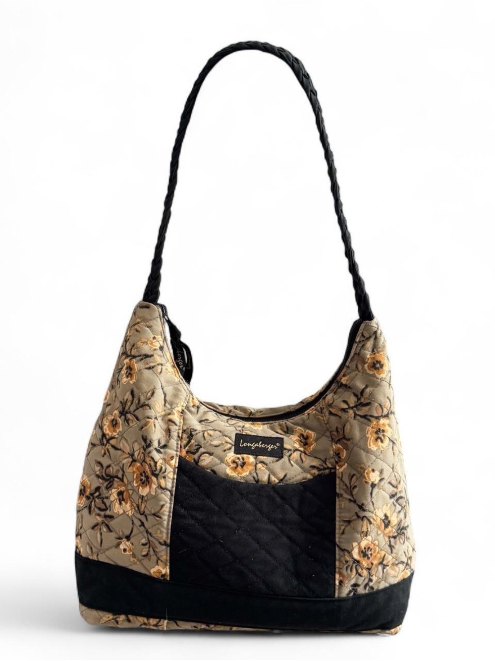 Vintage Longaberger Quilted Floral Hobo Bag Purse